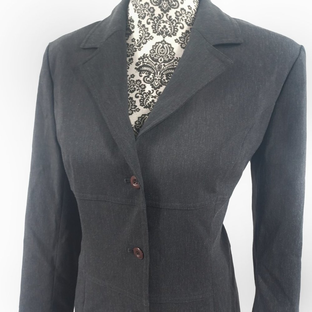 Express Blazer Button Front Long Jacket Stretch 5… - image 3
